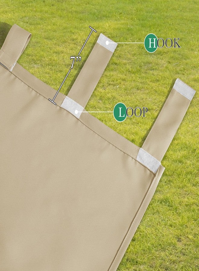 StangH 2 Panels Beige Outdoor Curtains - Windproof Blackout Curtains with Detachable Top for Indoor Outdoor Space, Privacy Wind Resistant Blinds for Sunroom Basement, W52 x L96 - Image 4